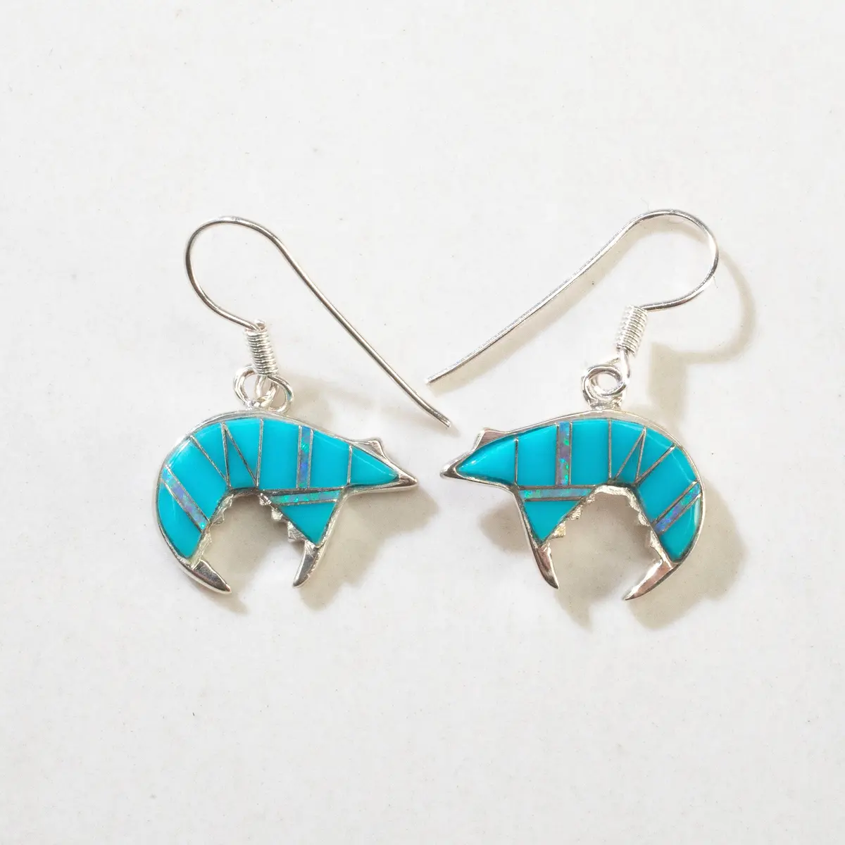 Turquoise Bear Usa Handmade 925 Sterling Silver Usa Handmade Earrings With French Hook Backing 1