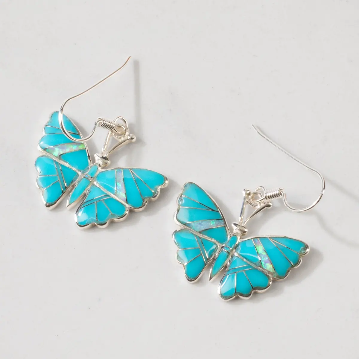 Turquoise Butterfly 925 Sterling Silver Usa Handmade Earrings With French Hook 1