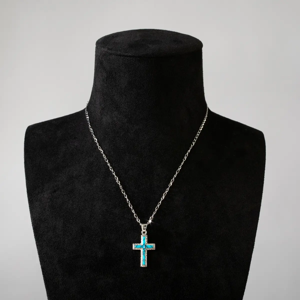Turquoise Cross 925 Sterling Silver Usa Handmade Pendant With Opal Accent 2