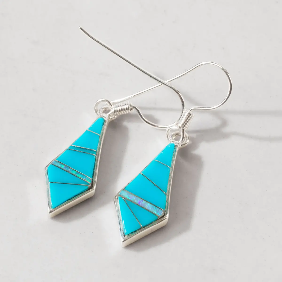 Turquoise Diamond 925 Sterling Silver Usa Handmade Earring With Stud Backing 1
