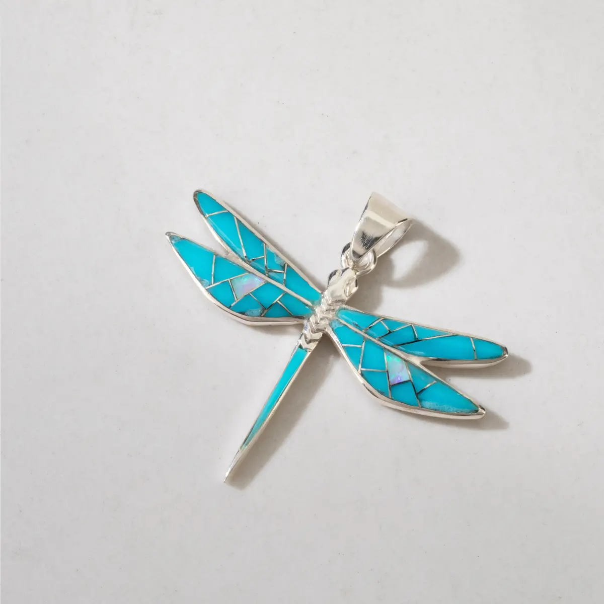 Turquoise Dragon Fly Usa Handmade 925 Sterling Silver Pendant 1