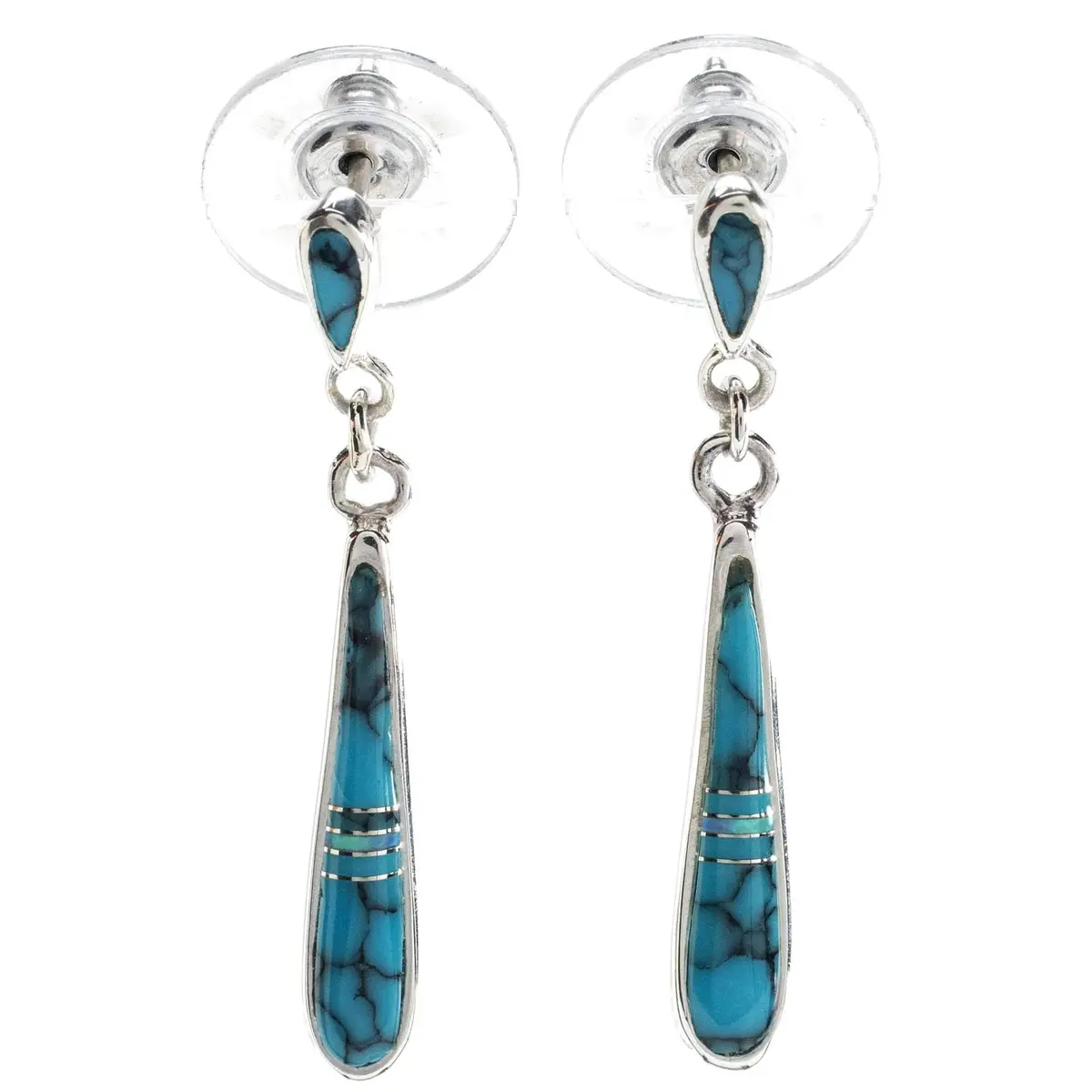 Turquoise Drop 925 Sterling Silver Usa Handmade Earring With Stud Backing 1