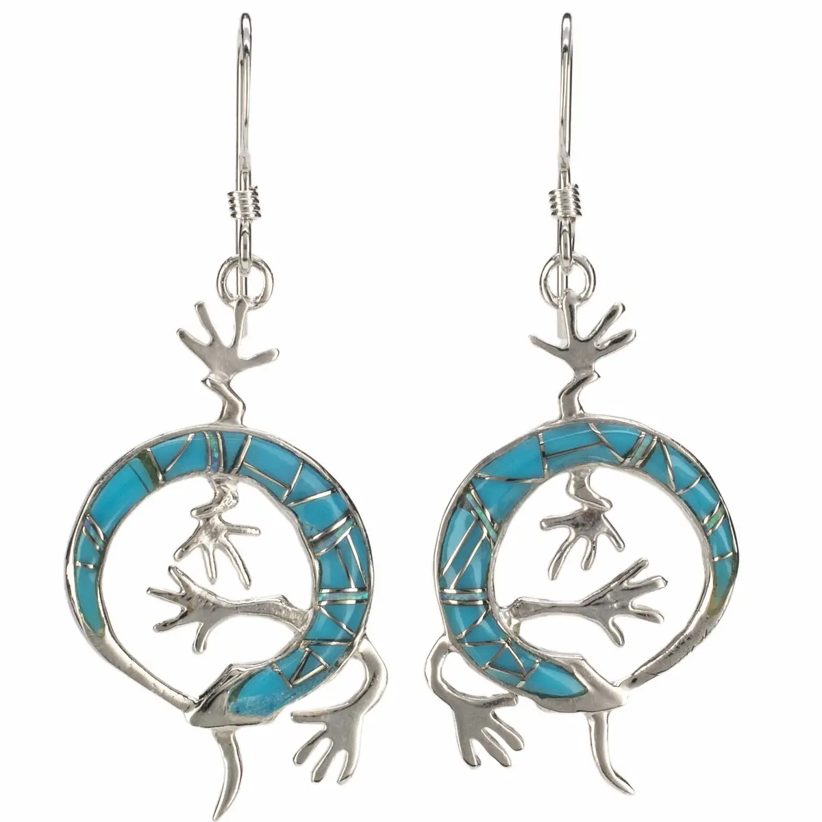 Turquoise Lizard Earrings Usa Handmade With 925 Sterling Silver And Opal Accent 1