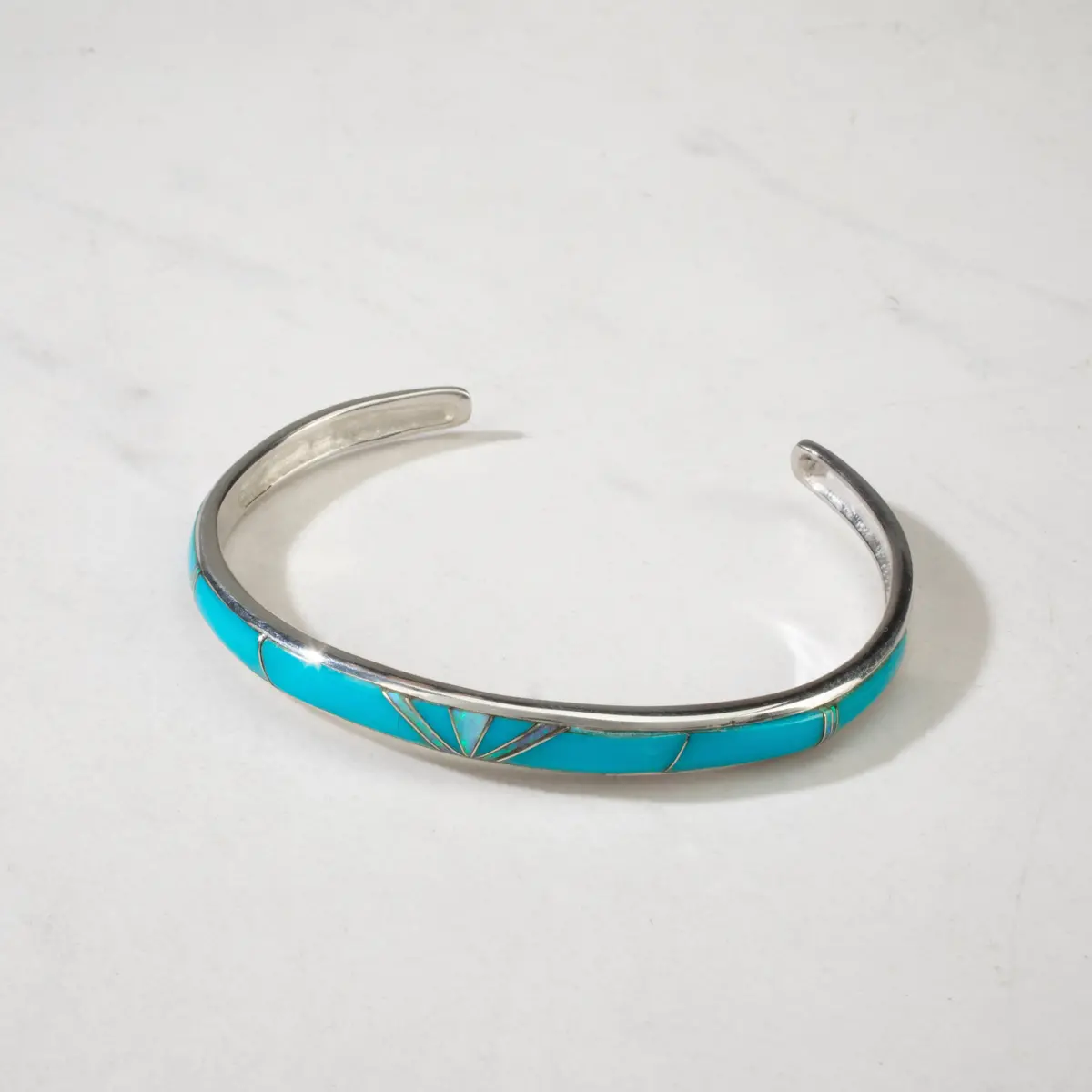 Turquoise & Opal Usa Handmade 925 Sterling Silver Cuff 1