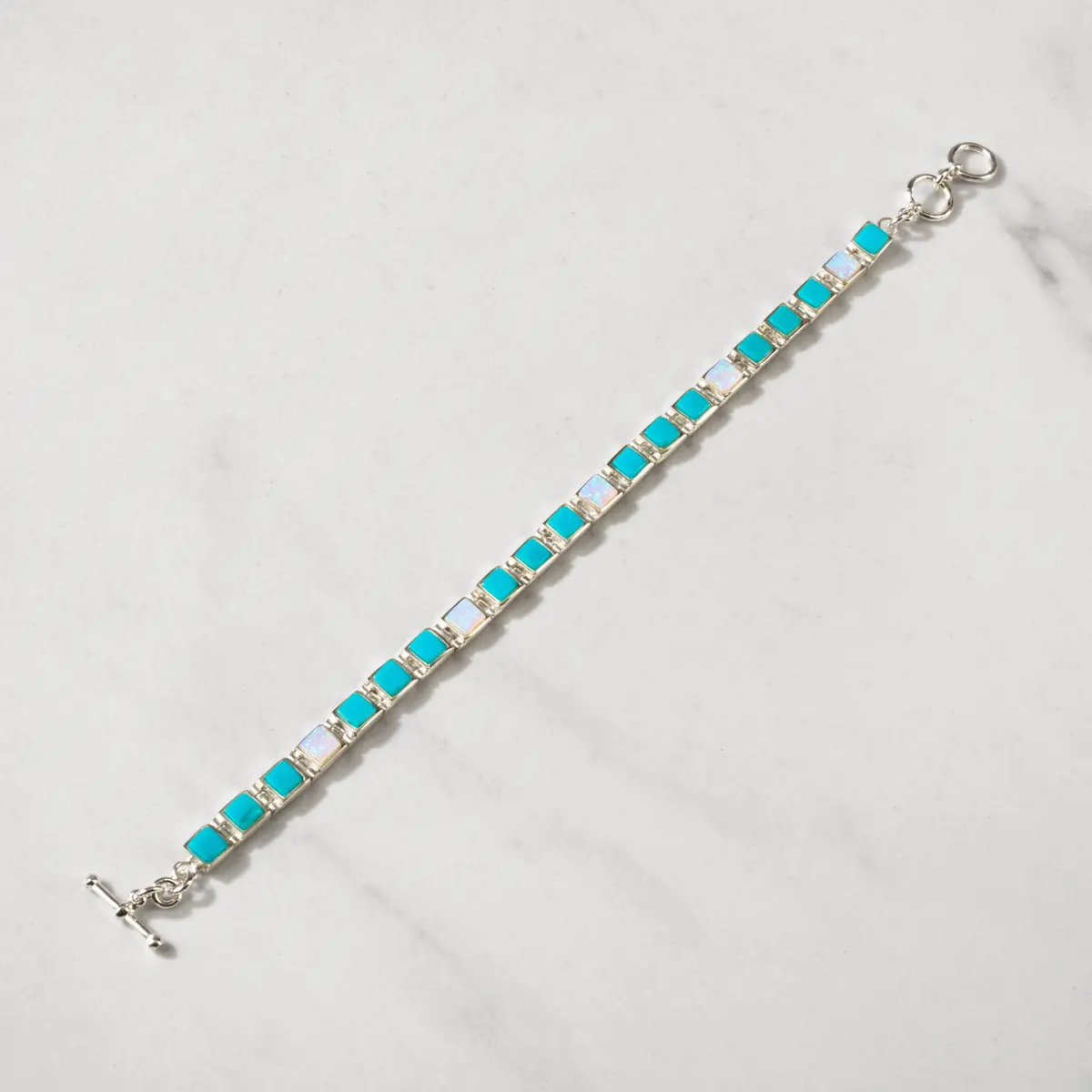 Turquoise Square 925 Sterling Silver Bracelet 1
