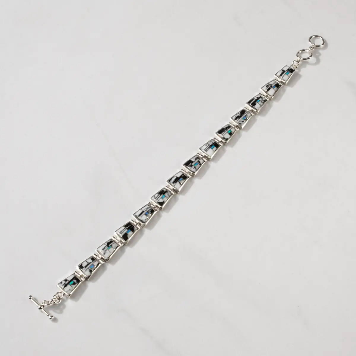 White Buffalo 925 Sterling Silver Usa Handmade Bracelet With Opal Accent 1