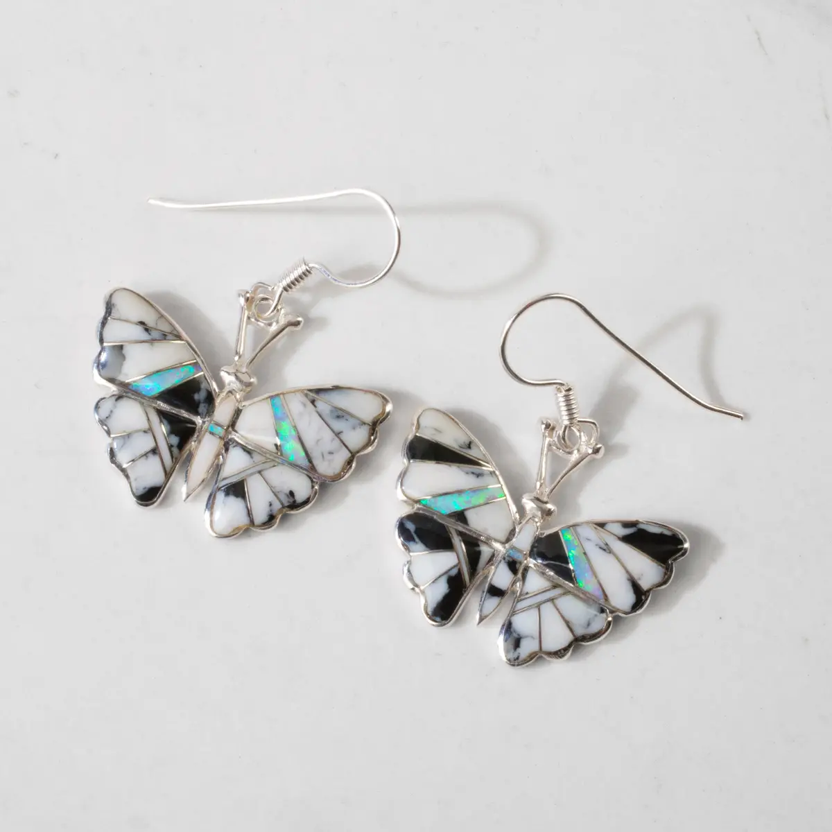 White Buffalo Butterfly 925 Sterling Silver Usa Handmade Earrings With French Hook 1