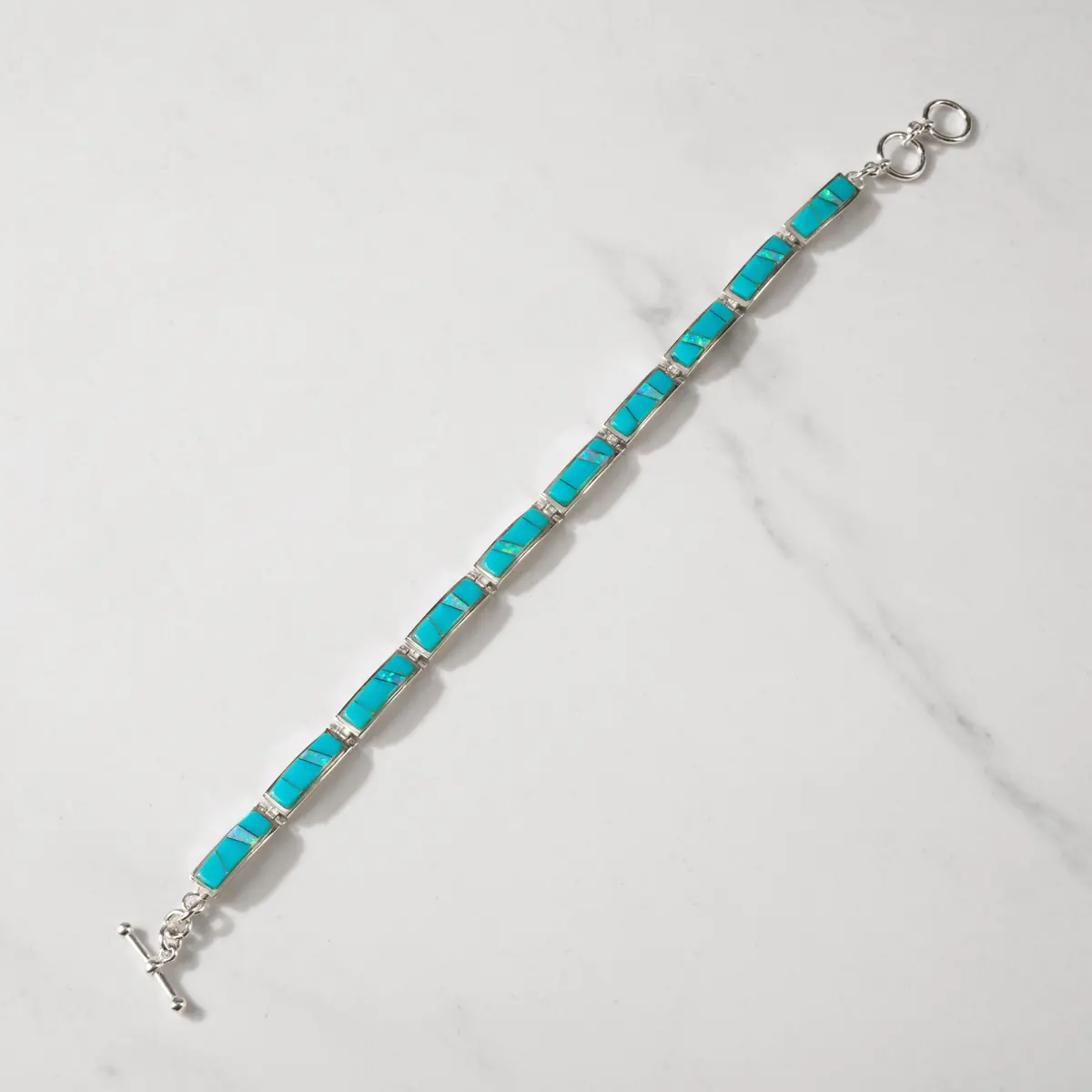 White Buffalo Turquoise 925 Sterling Silver Bracelet Usa Handmade With Opal Accent 1