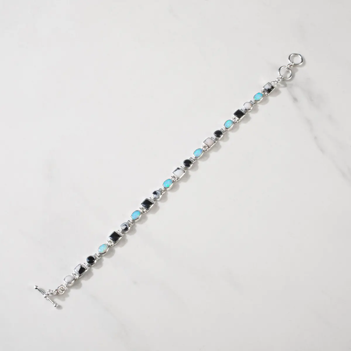 White Buffalo Turquoise 925 Sterling Silver Bracelet Usa Handmade With Opal Accent 1