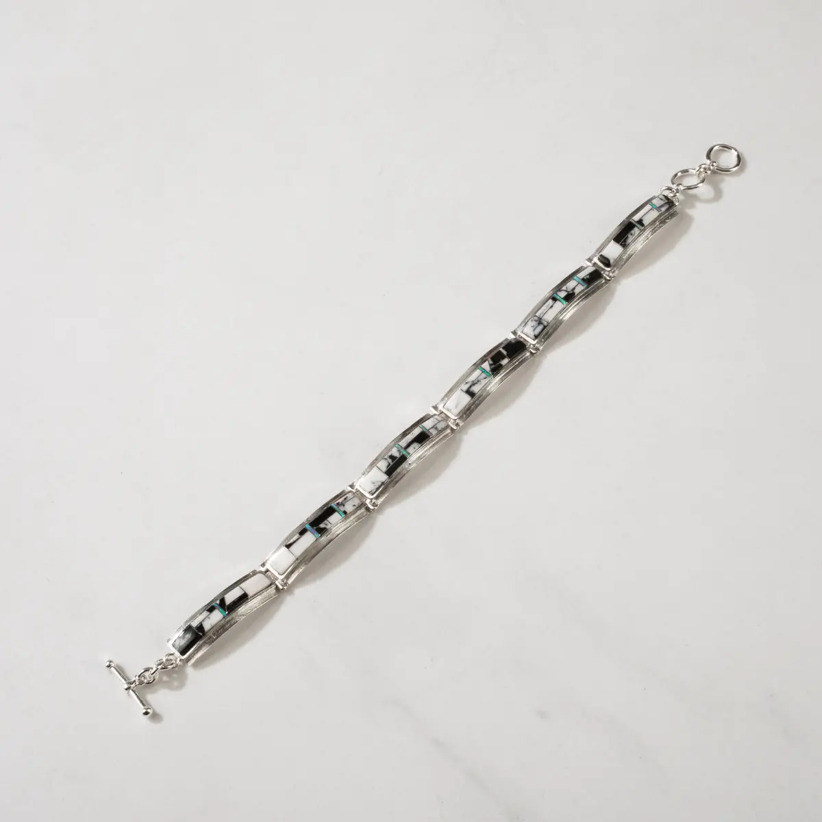 White Buffalo Turquoise 925 Sterling Silver Bracelet Usa Handmade With Opal Accent 1