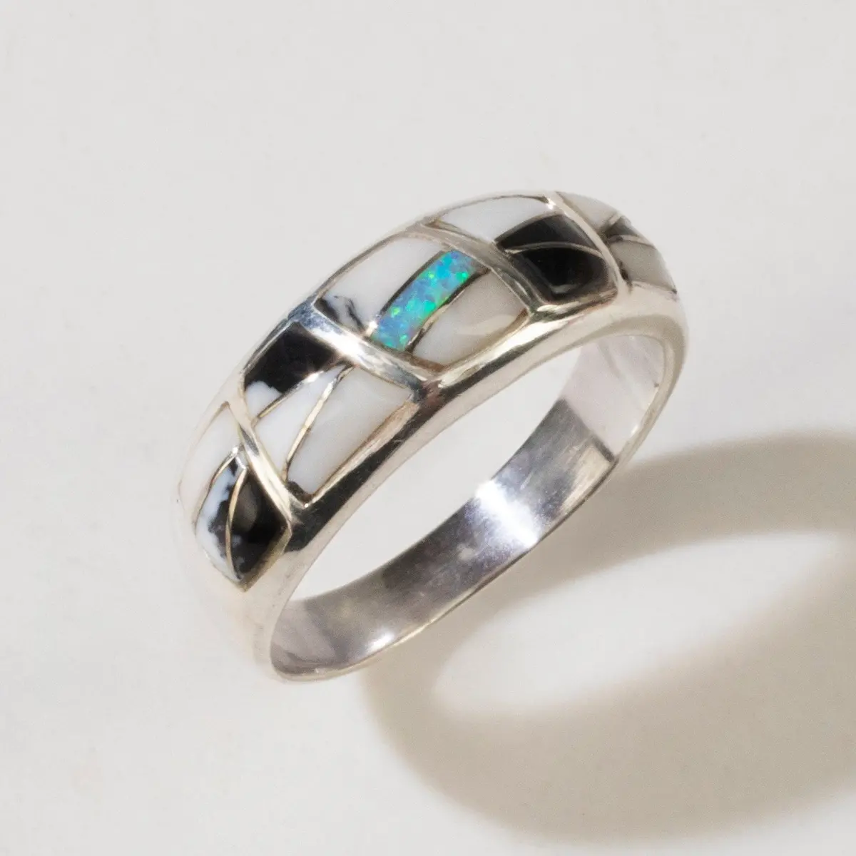 White Buffalo Turquoise 925 Sterling Silver Ring Usa Handmade With Laboratory Opal Accent 1