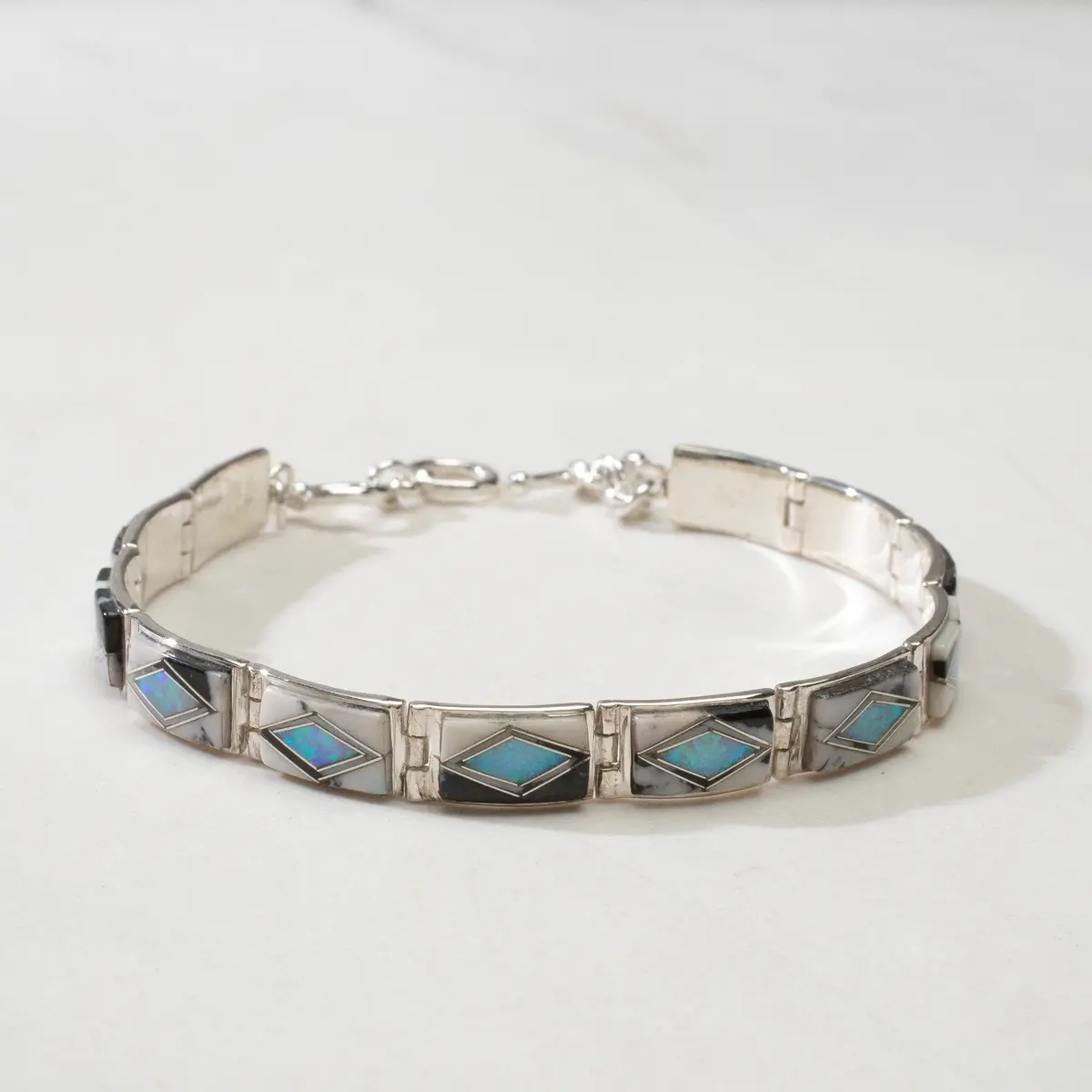 White Buffalo Turquoise 925 Sterling Silver Usa Handmade Bracelet With Opal Accent 1