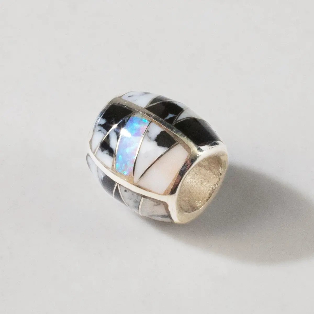 White Buffalo Turquoise Bead 925 Sterling Silver Usa Handmade Pendant With Opal Accent 1