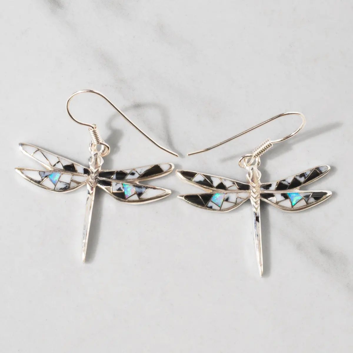 White Buffalo Turquoise Dragonfly 925 Sterling Silver Usa Handmade Earring With French Hook 1