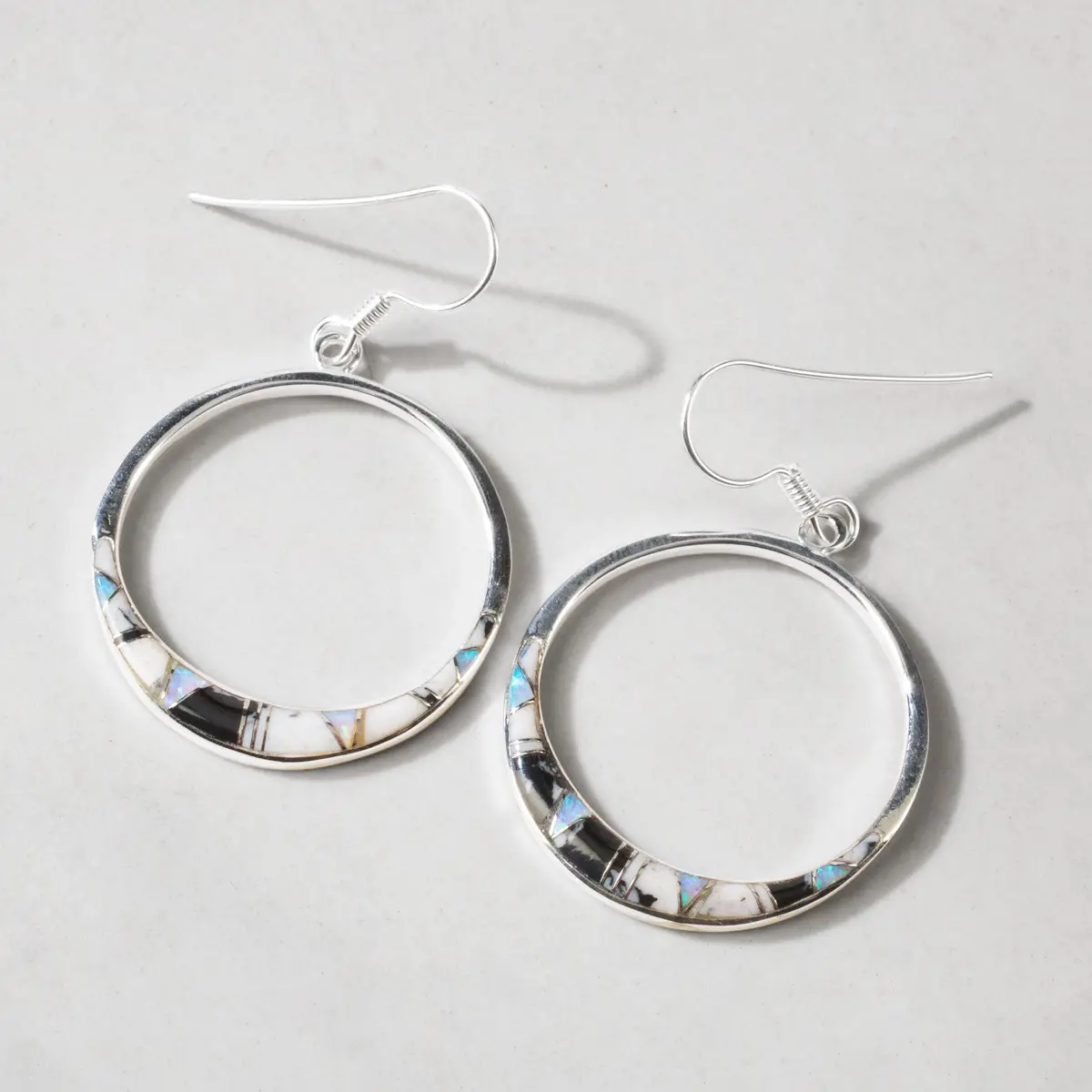 White Buffalo Turquoise Hoop 925 Sterling Silver Usa Handmade Earring With French Hook 1