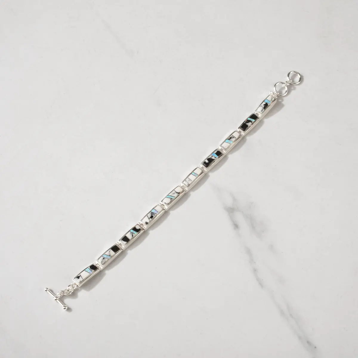 White Buffalo Turquoise Regtangle 925 Sterling Silver Usa Handmade Bracelet 1