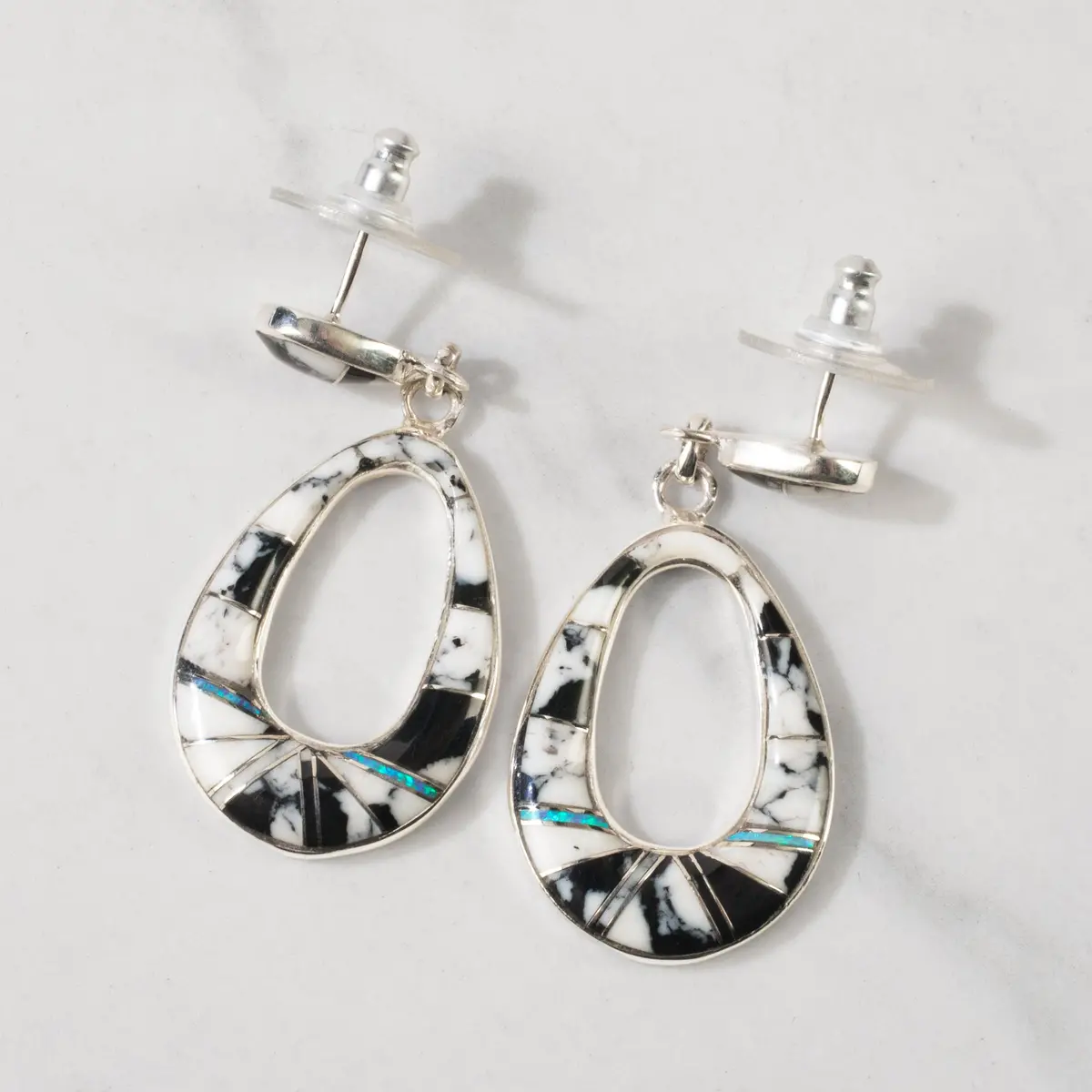 White Buffalo Turquoise Teardrop 925 Sterling Silver Usa Handamade Earrings Handmade With Stud Backing 1