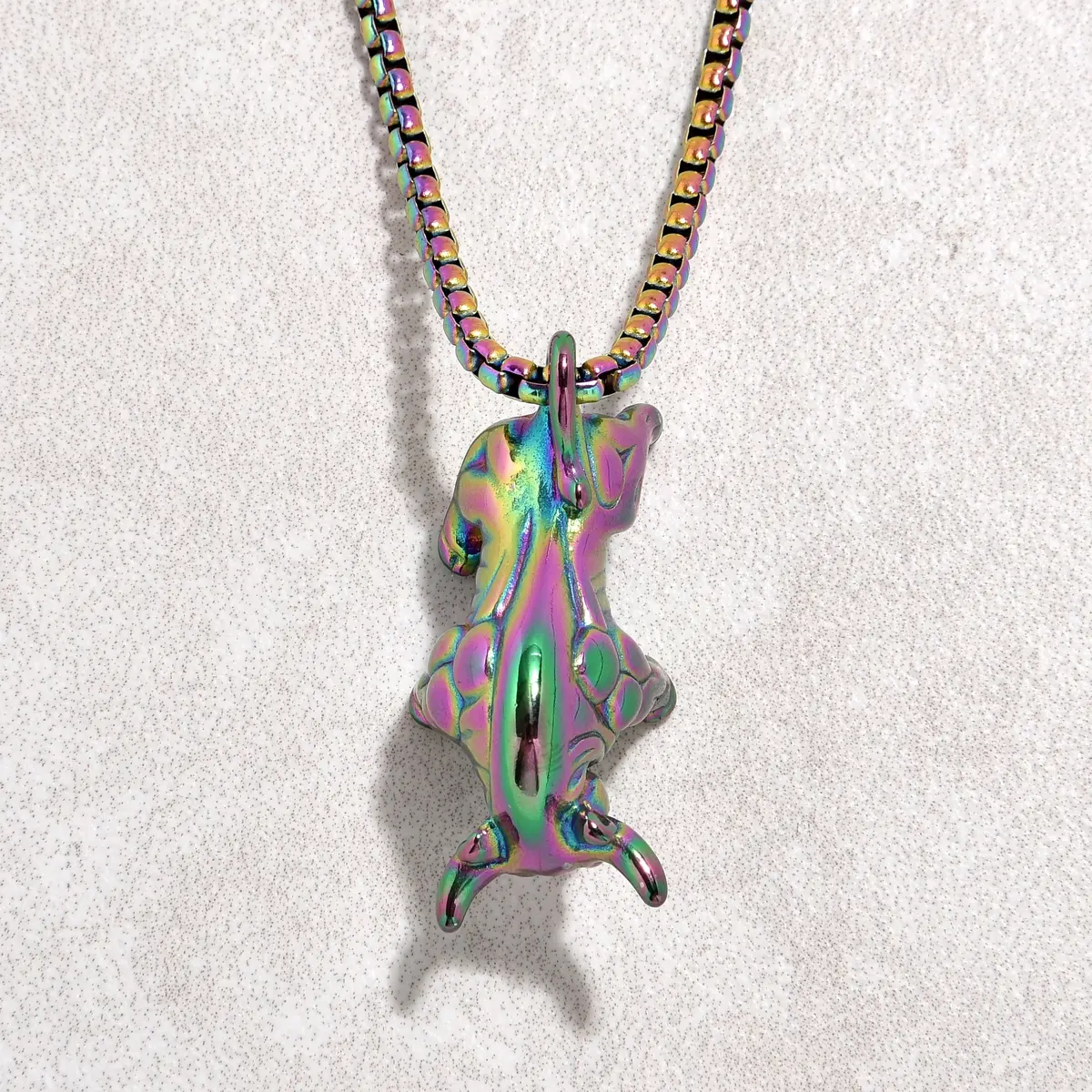Aurora Borealis Bull Steel Hearts Necklace 1