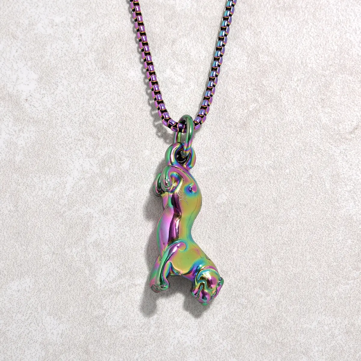 Aurora Borealis Jaguar Steel Hearts Necklace 1
