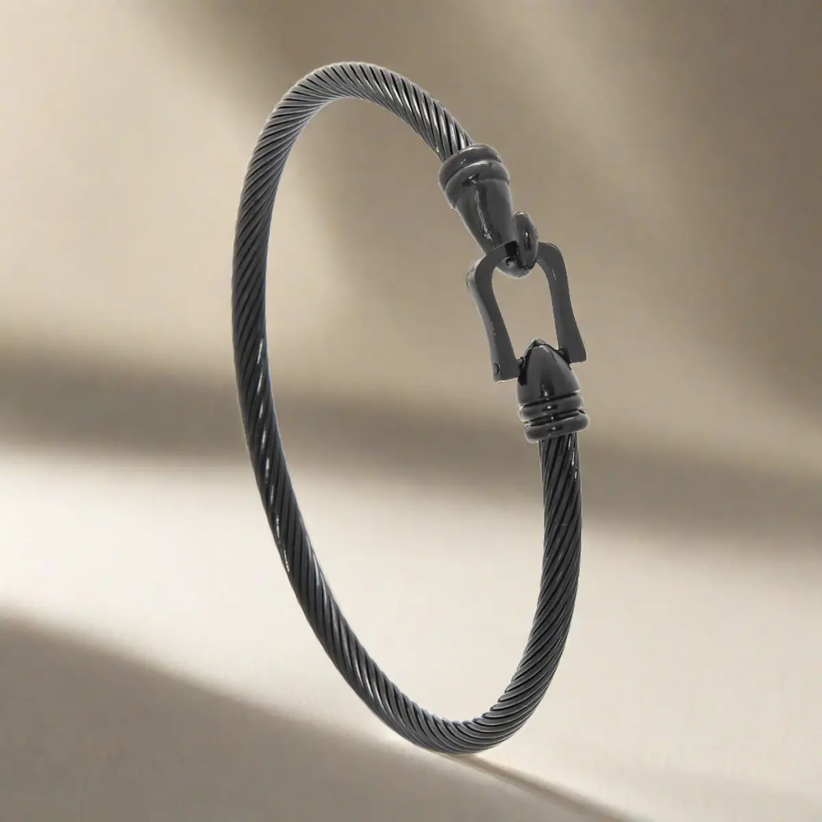 Black Derby Cable Braided Steel Hearts Bracelet 1