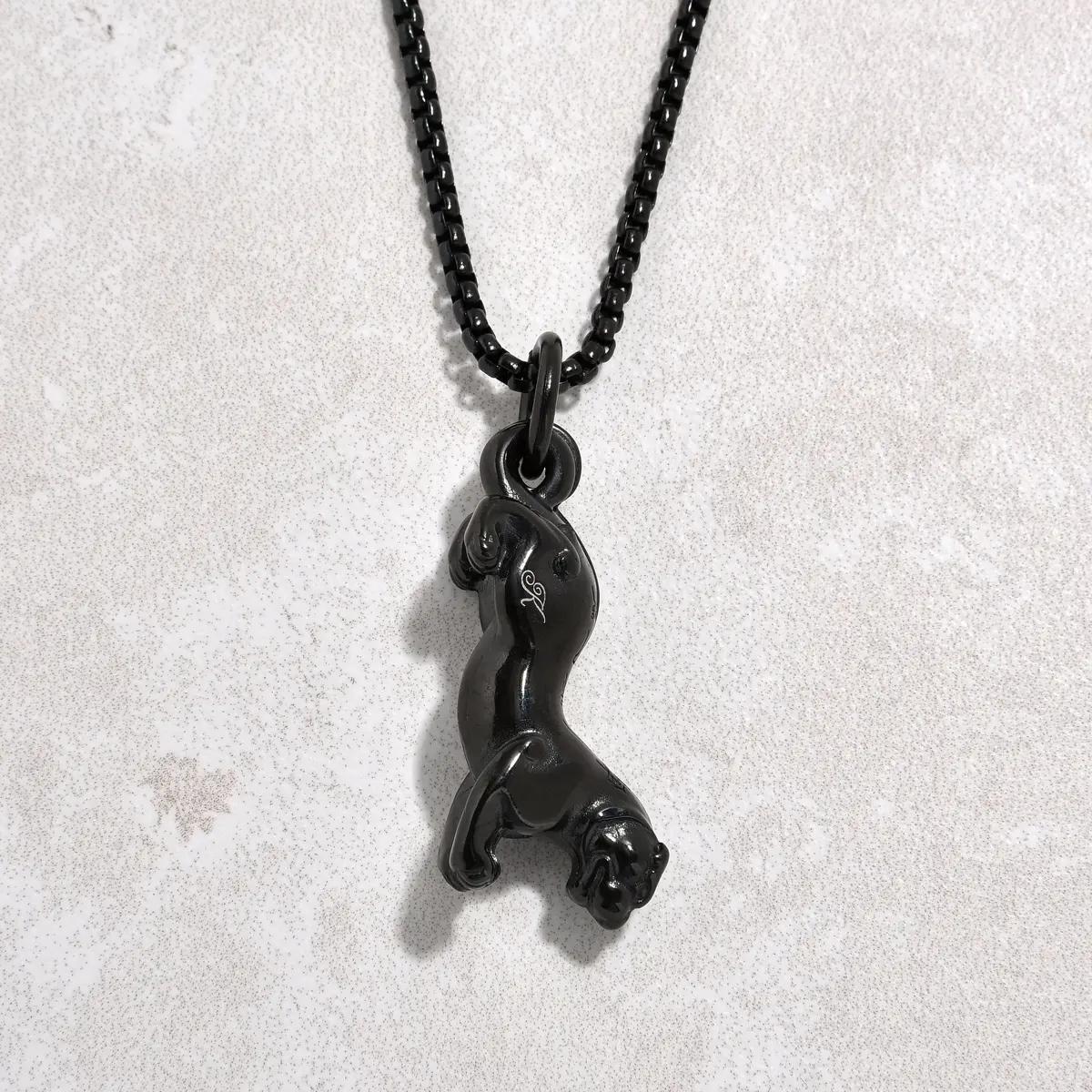 Black Gun Metal Jaguar Steel Hearts Necklace 1
