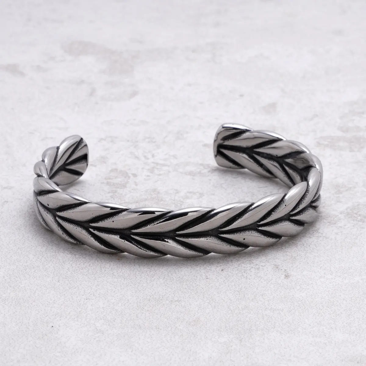 Braided Feather Steel Hearts Cuff 1
