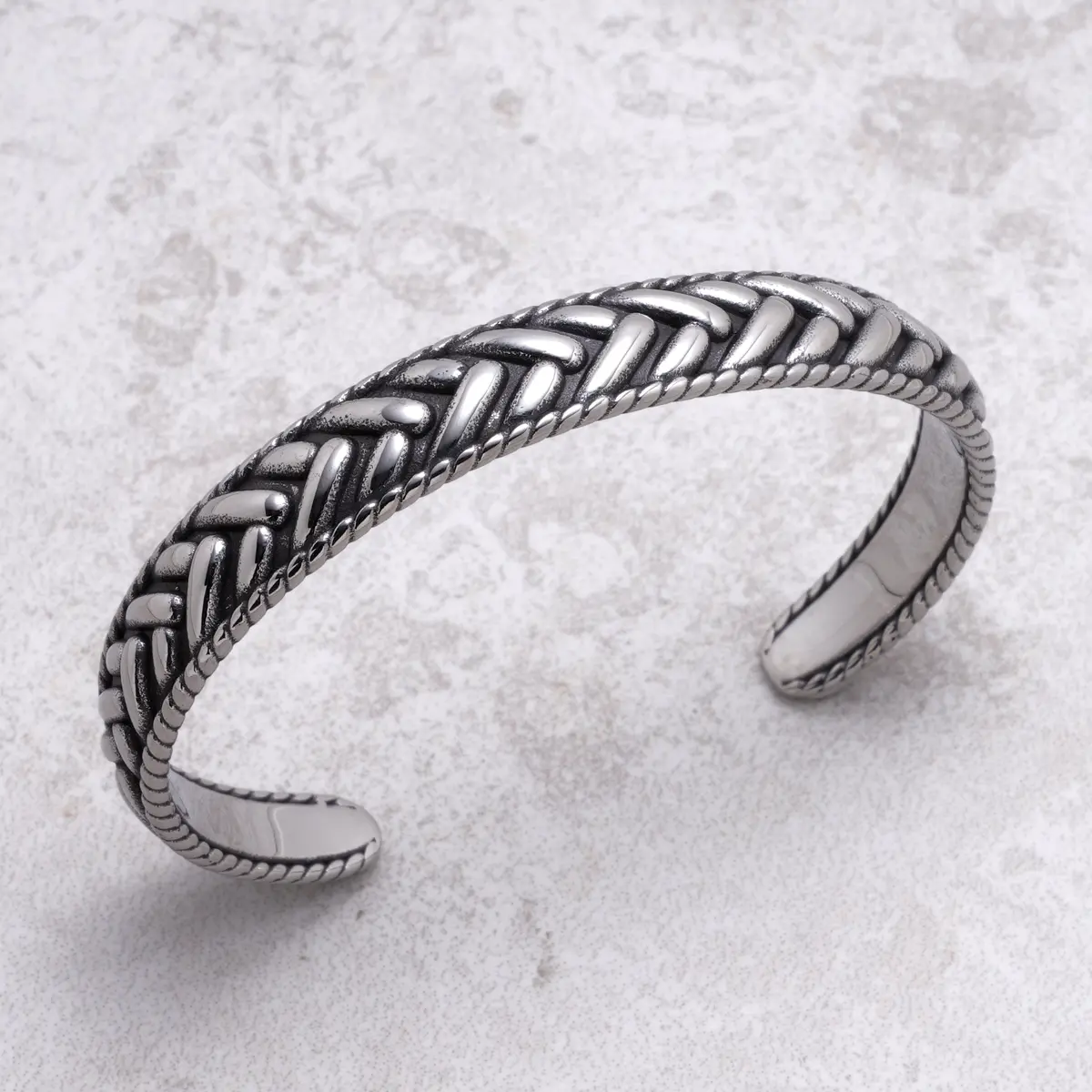 French Woven Steel Hearts Cuff 2