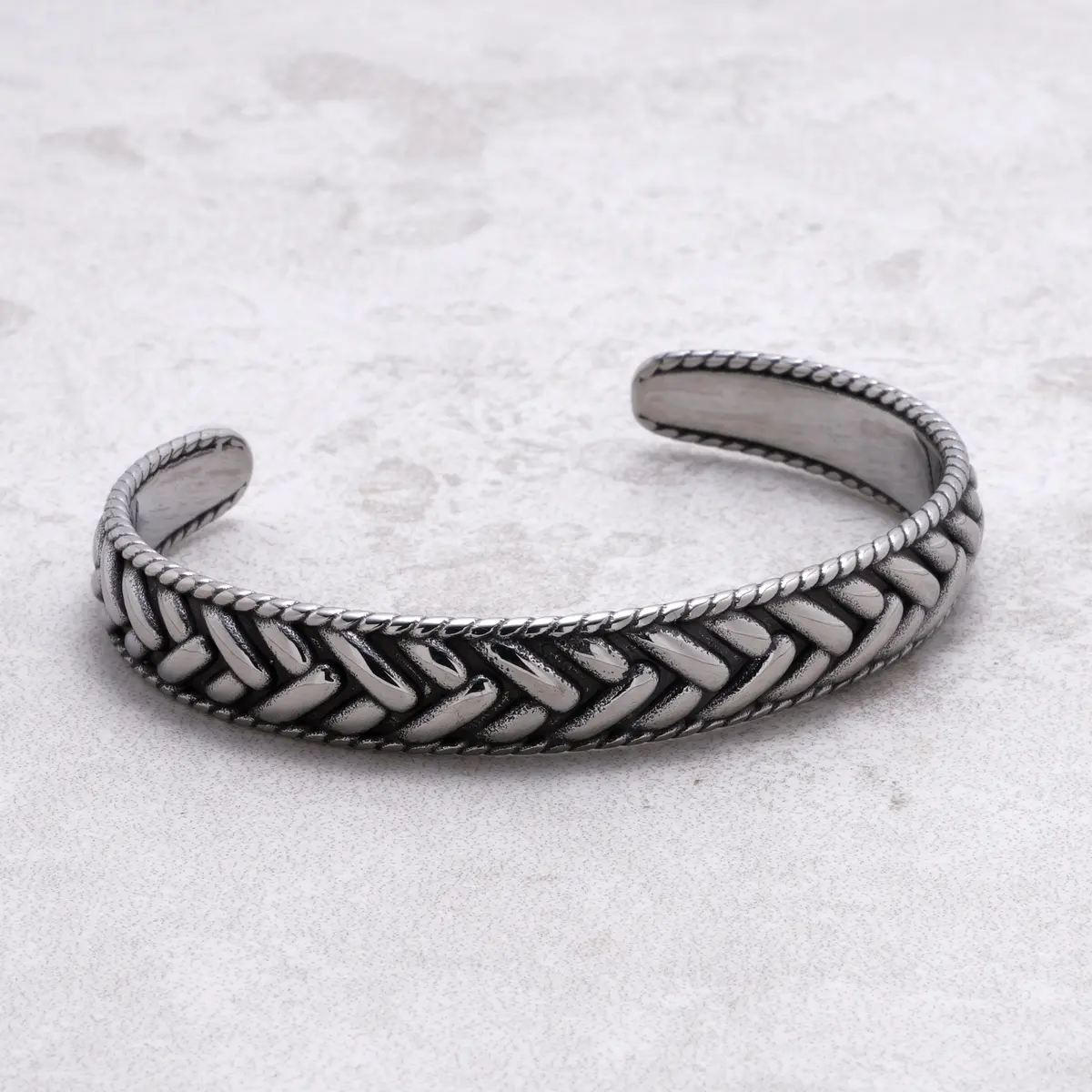 French Woven Steel Hearts Cuff 1