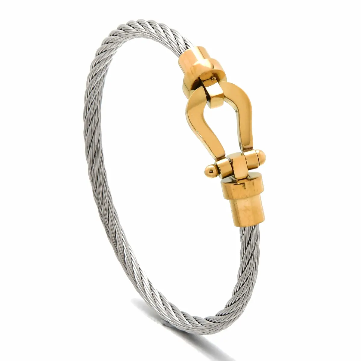 Gold And Silver Arabian Cable Braided Steel Hearts Bracelet 1