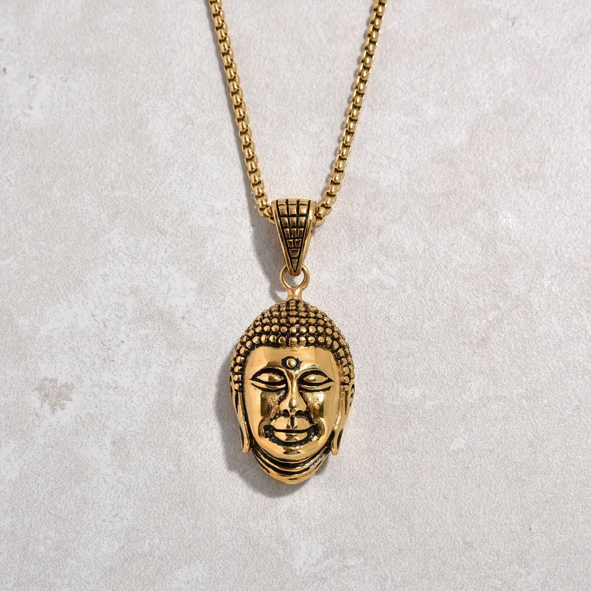 Gold Buddha Steel Hearts Necklace 1