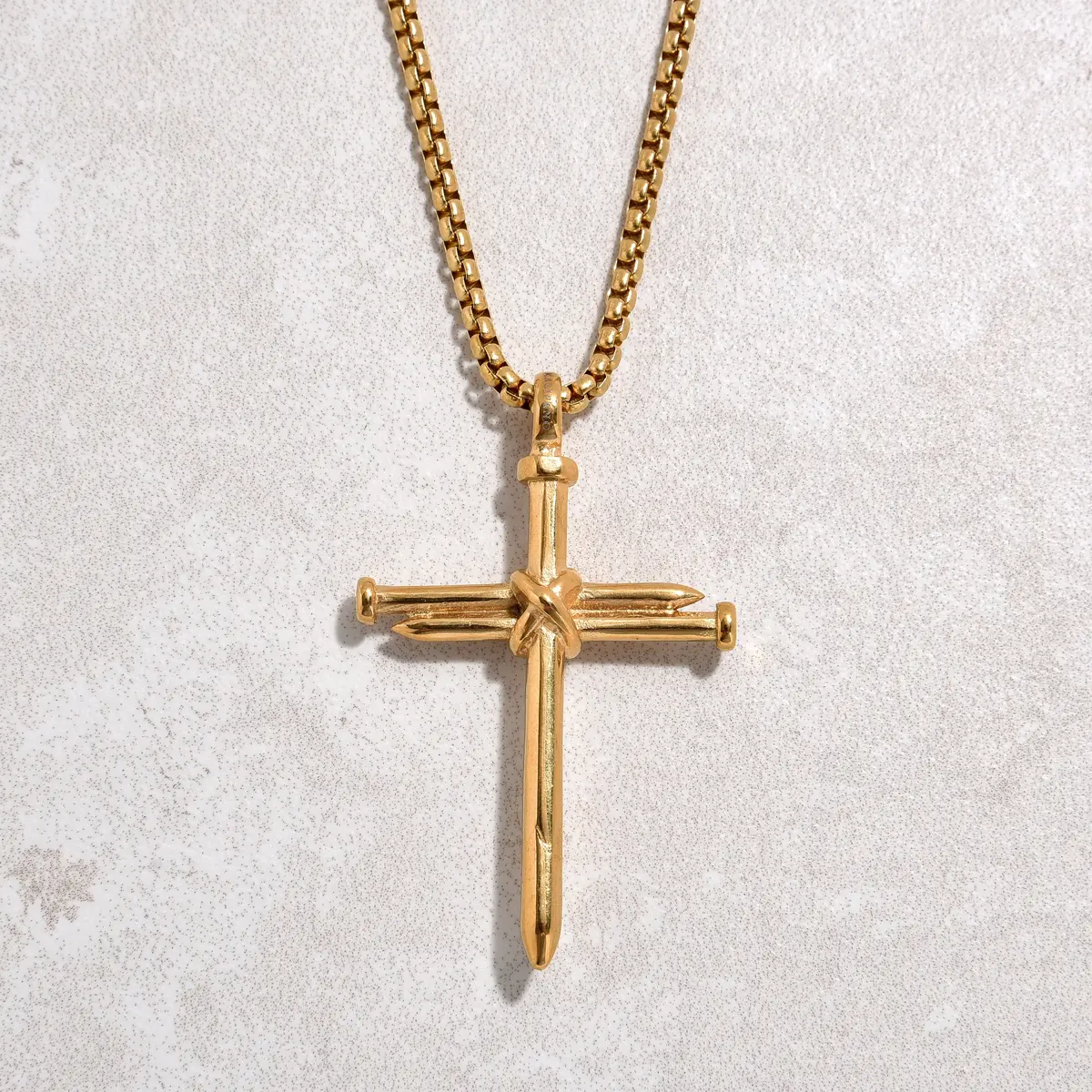 Gold Cross Steel Hearts Necklace 1