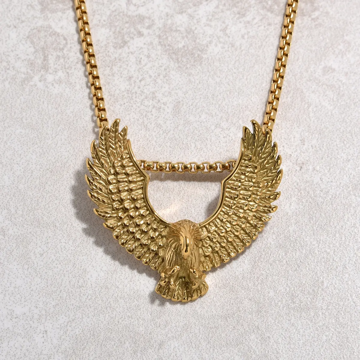 Gold Eagle Steel Hearts Necklace 1