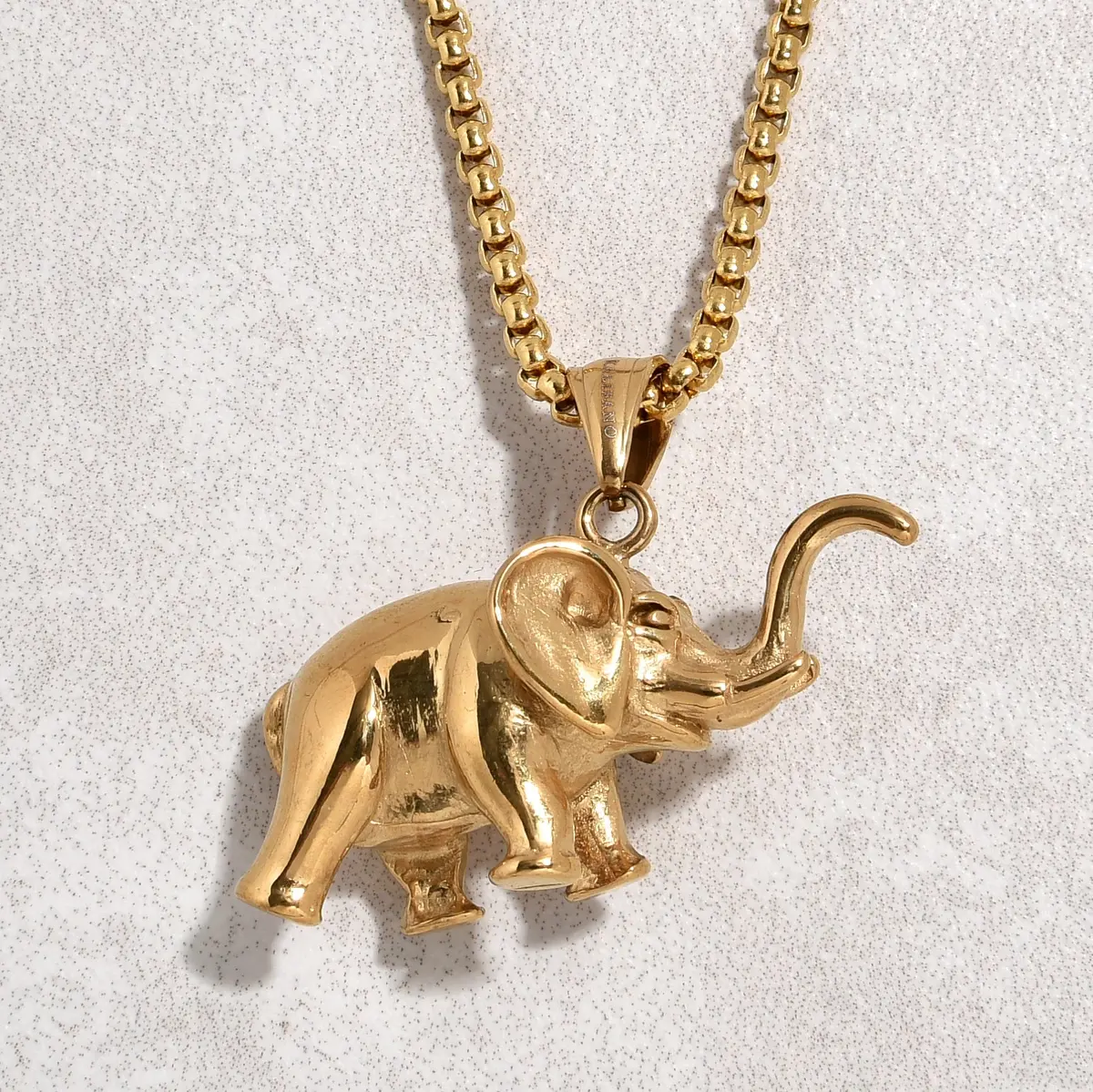 Gold Elephant Steel Hearts Necklace 1