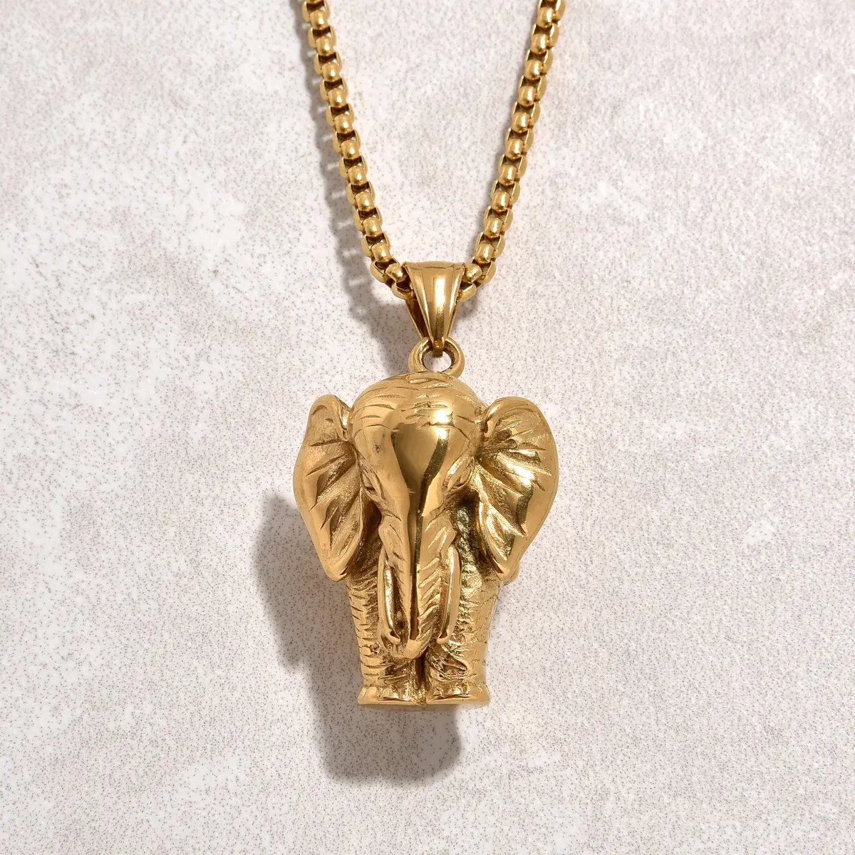 Gold Elephant Steel Hearts Necklace 1