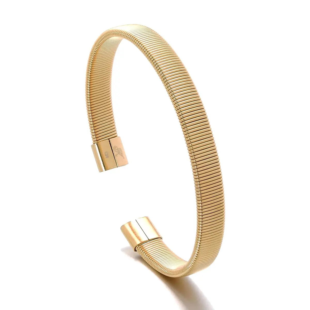 Gold Flex Cable Braided Steel Hearts Bracelet 1