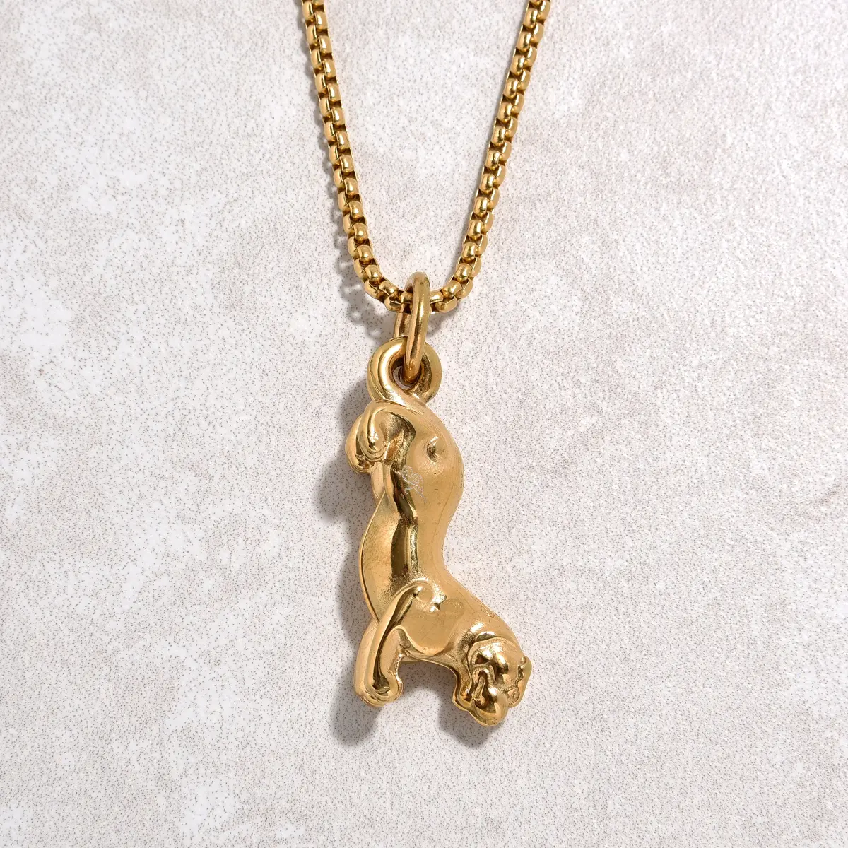 Gold Jaguar Steel Hearts Necklace 1