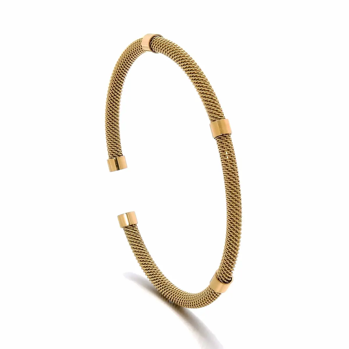 Gold Rope Braided Steel Hearts Bracelet 1