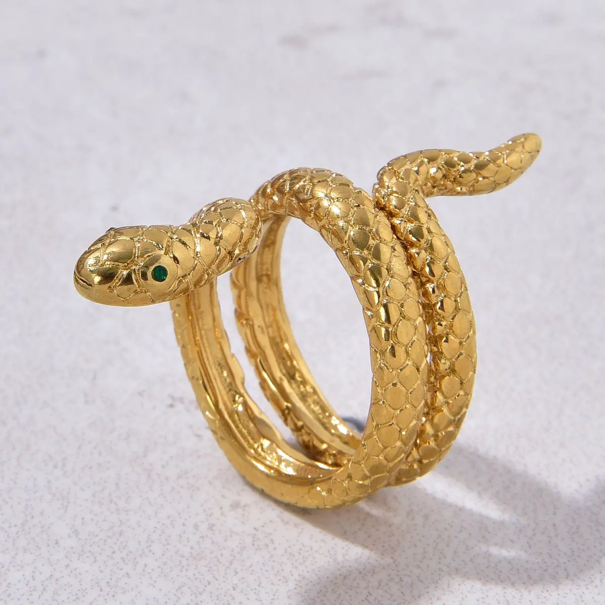 Gold Serpentine Steel Hearts Ring 1