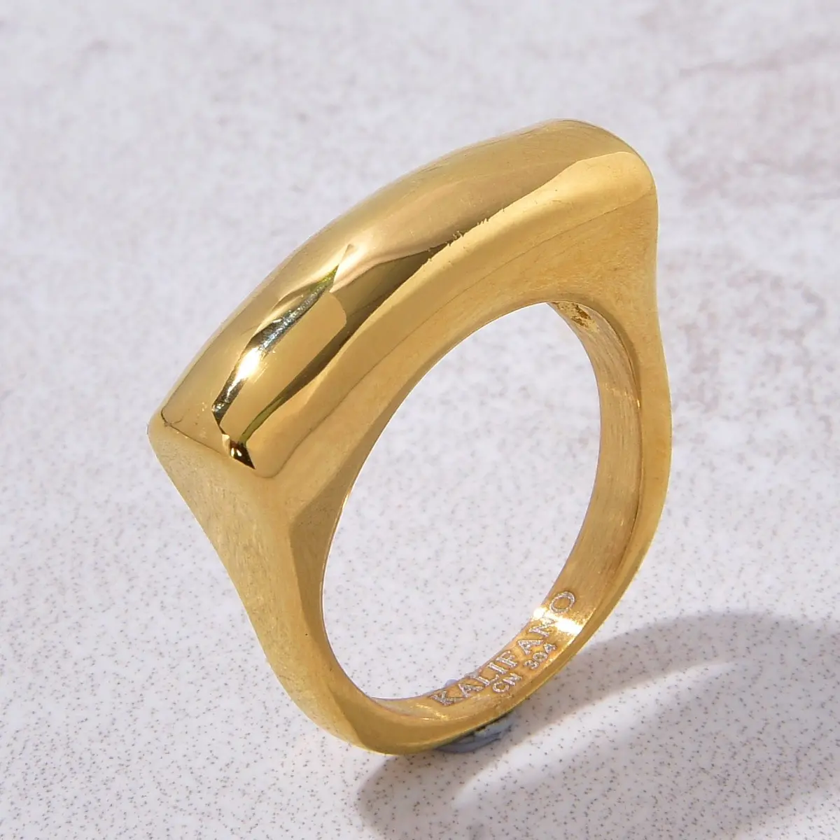 Gold Signet Steel Hearts Ring 1
