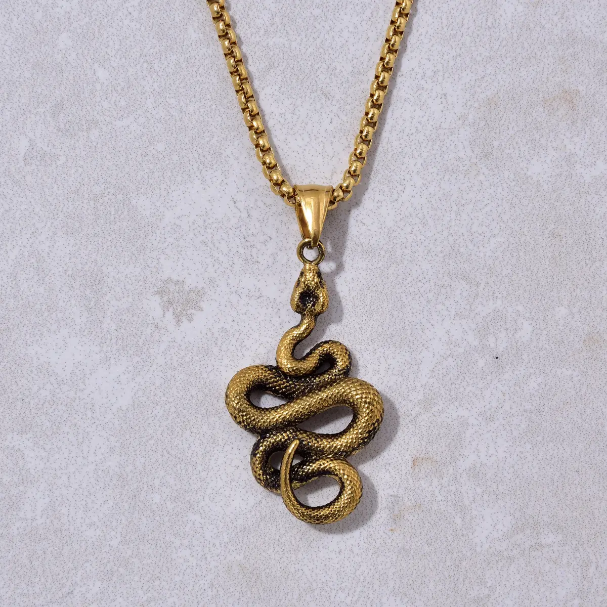Gold Snake Steel Hearts Necklace 1