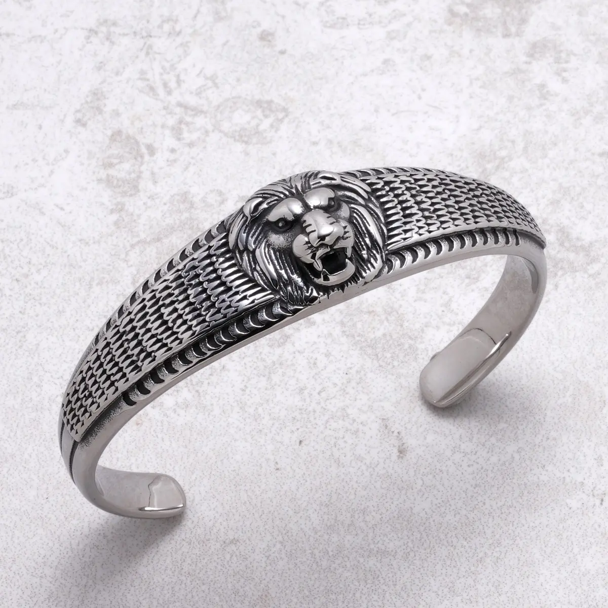 Lions Head Steel Heart Cuff 2