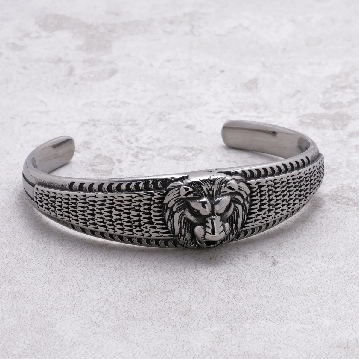 Lions Head Steel Heart Cuff 1