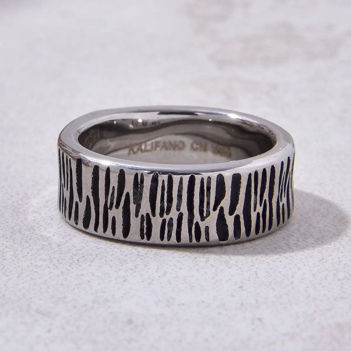 Silver Bamboo Tree Steel Hearts Ring 1
