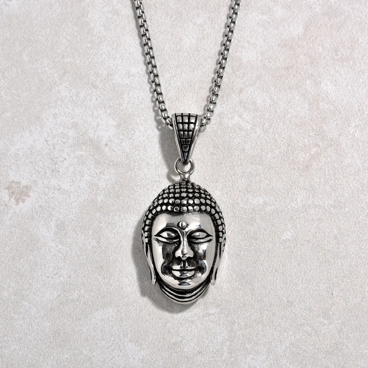 Silver Buddha Steel Hearts Necklace 1