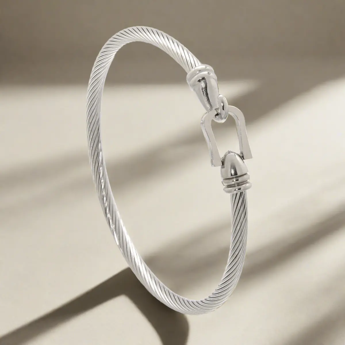 Silver Derby Cable Braided Steel Hearts Bracelet 1