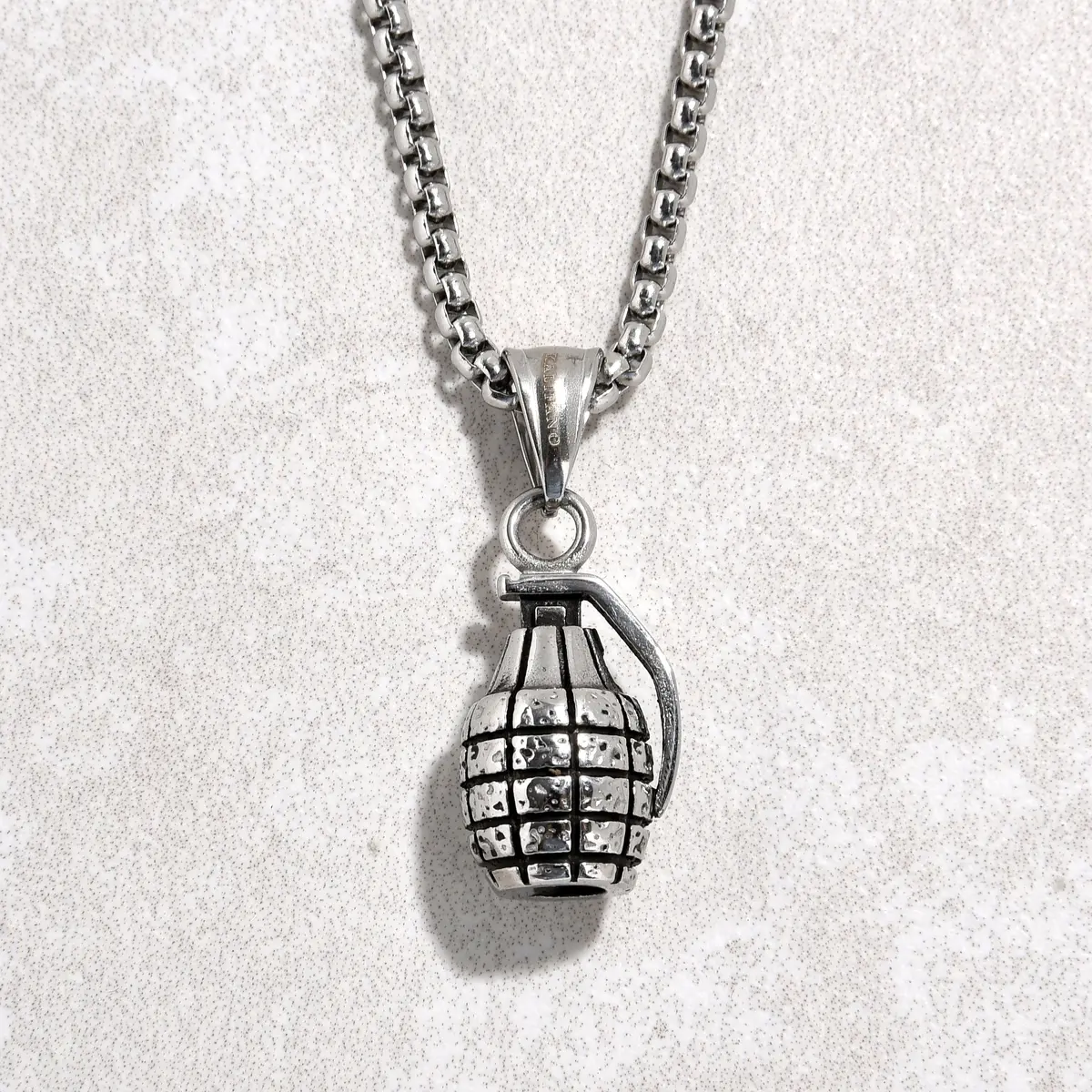 Silver Grenade Steel Hearts Necklace 1