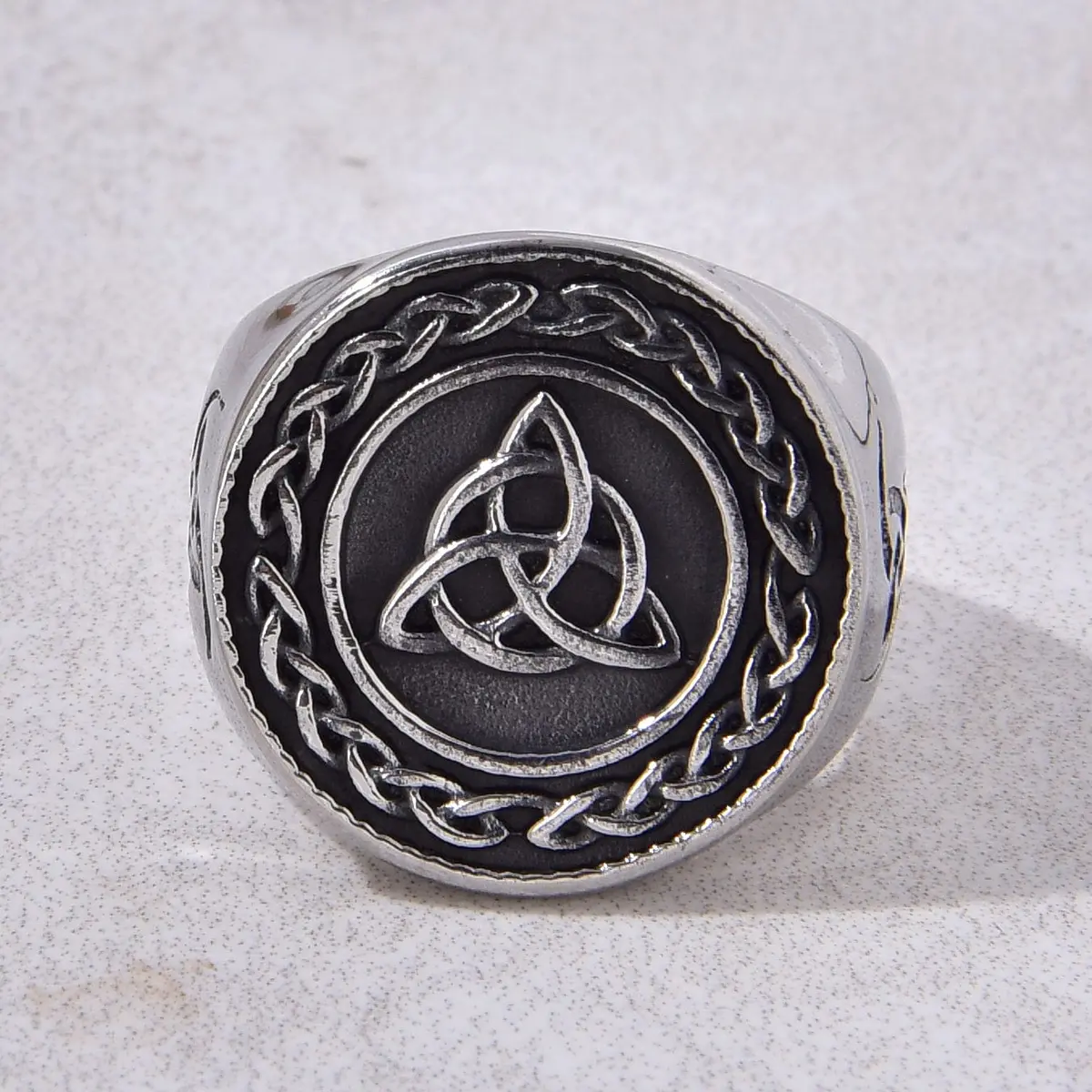 Silver Infinite Triangle Steel Hearts Ring 1