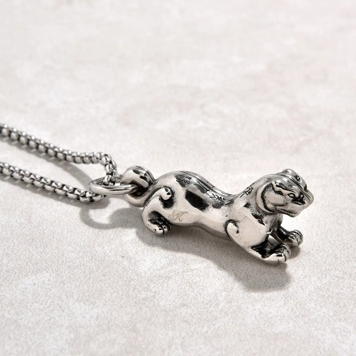 Silver Jaguar Steel Hearts Necklace 1
