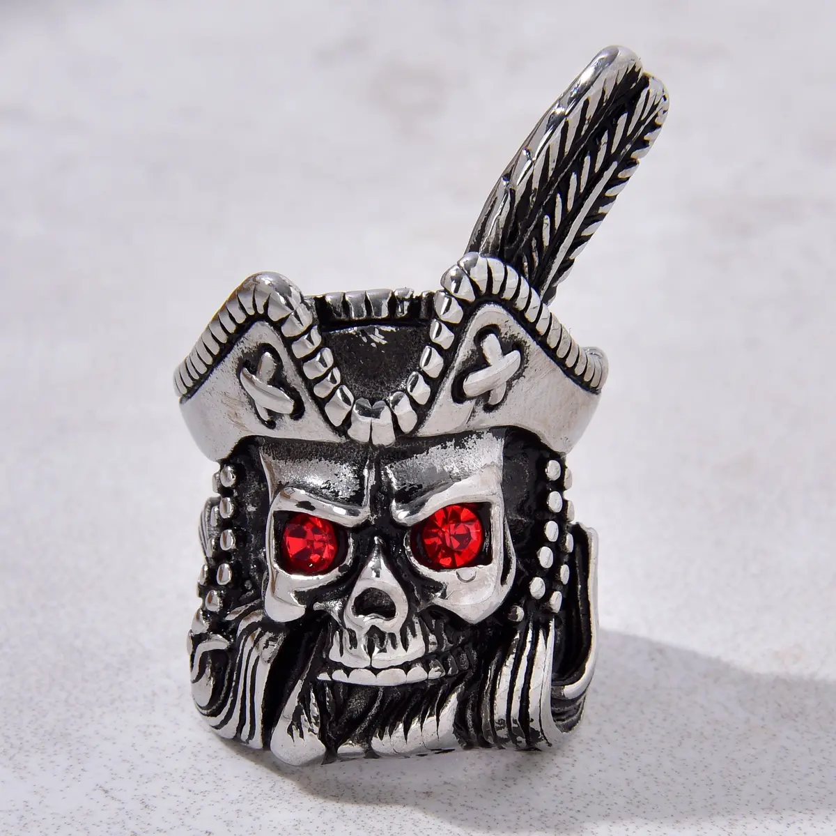 Silver Pirate Steel Hearts Ring 1