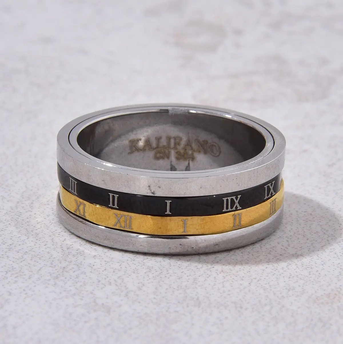 Silver Rotatable Roman Numerals Steel Hearts Ring 1
